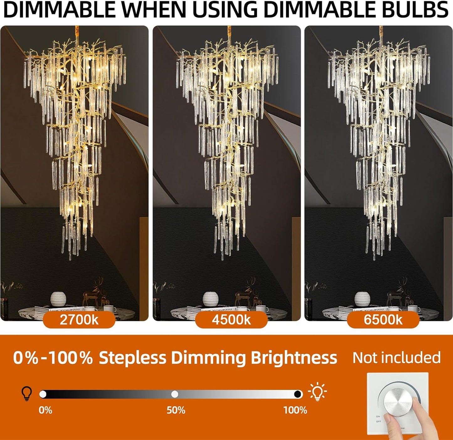 Modern Ice Strip Crystal Tree Branch Staircase Chandelier 95"
