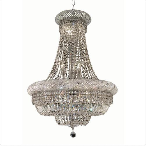 Elegant Lighting Primo Chrome Fourteen-Light 24-Inch Chandelier with Royal Cut Clear Crystal and Crystal Drop
