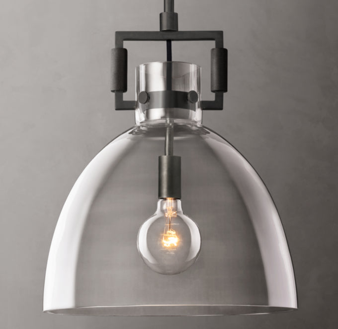 Industrial Glass Pendant Light Fixture