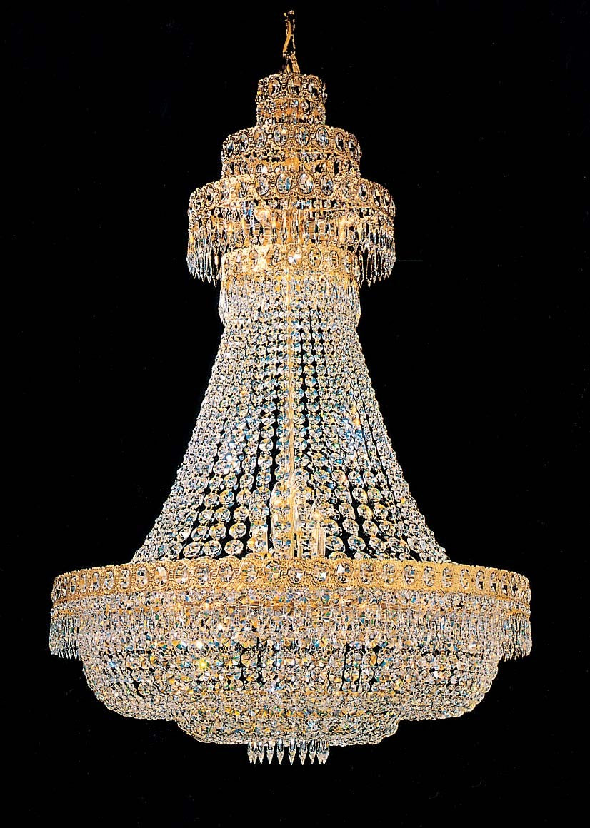 Entryway/ foyer large crystal chandelier in gold plated finish