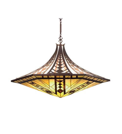 Sonoma Six Light Bowl Pendant with Custom Stained Glass Shade