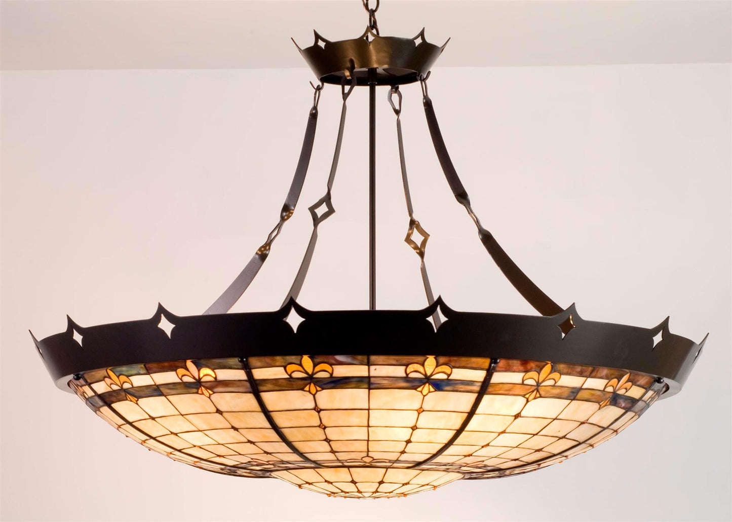 Stained Glass / Tiffany Ten Light Bowl Pendant from the Fleurs Collection