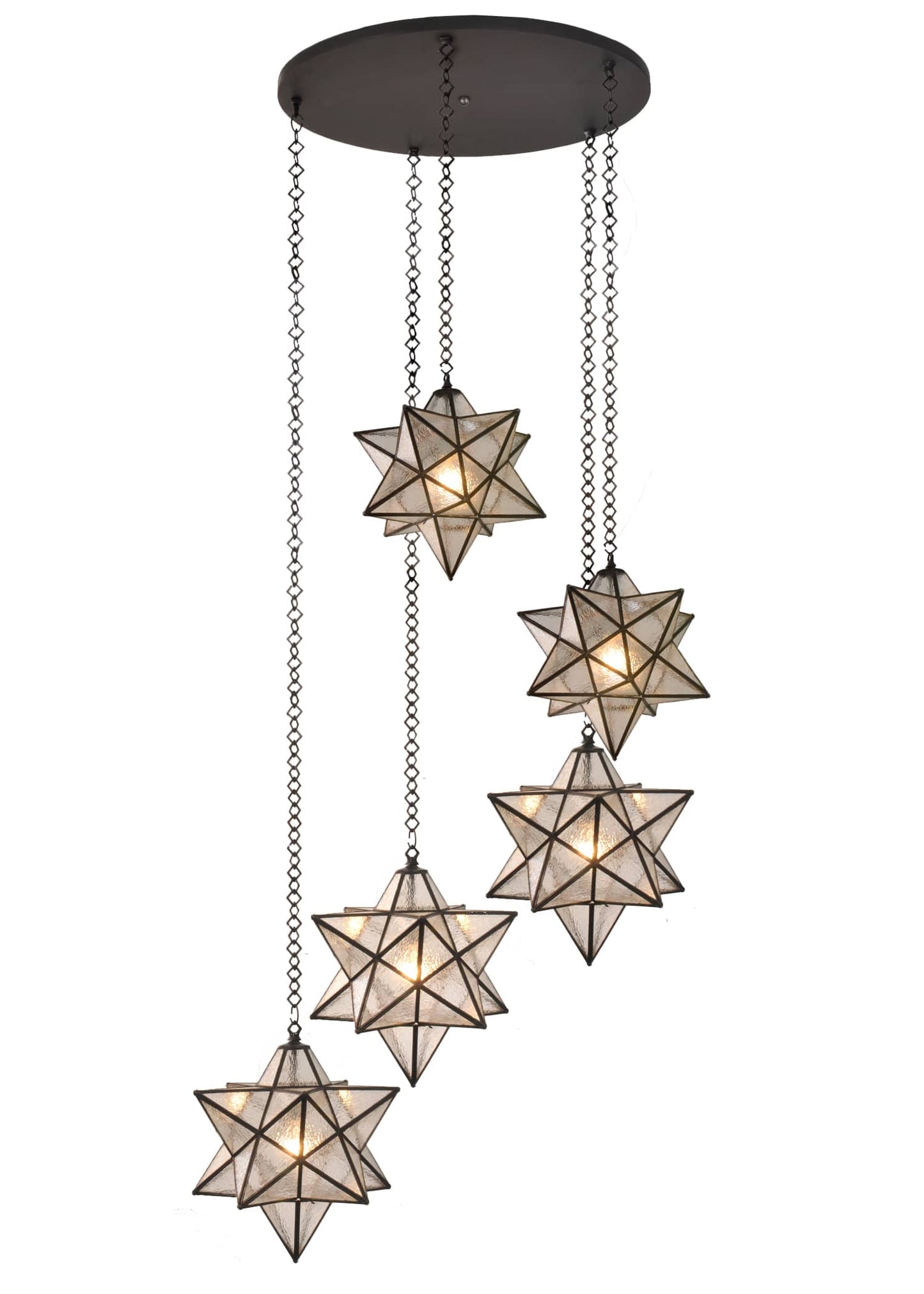 5 Light 45" Wide Multi Light Pendant with Handmade Shade