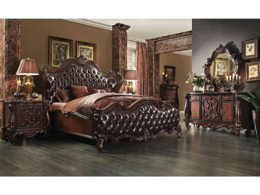 Versailles Cherry Poplar Wood Upholstered King Panel Bed