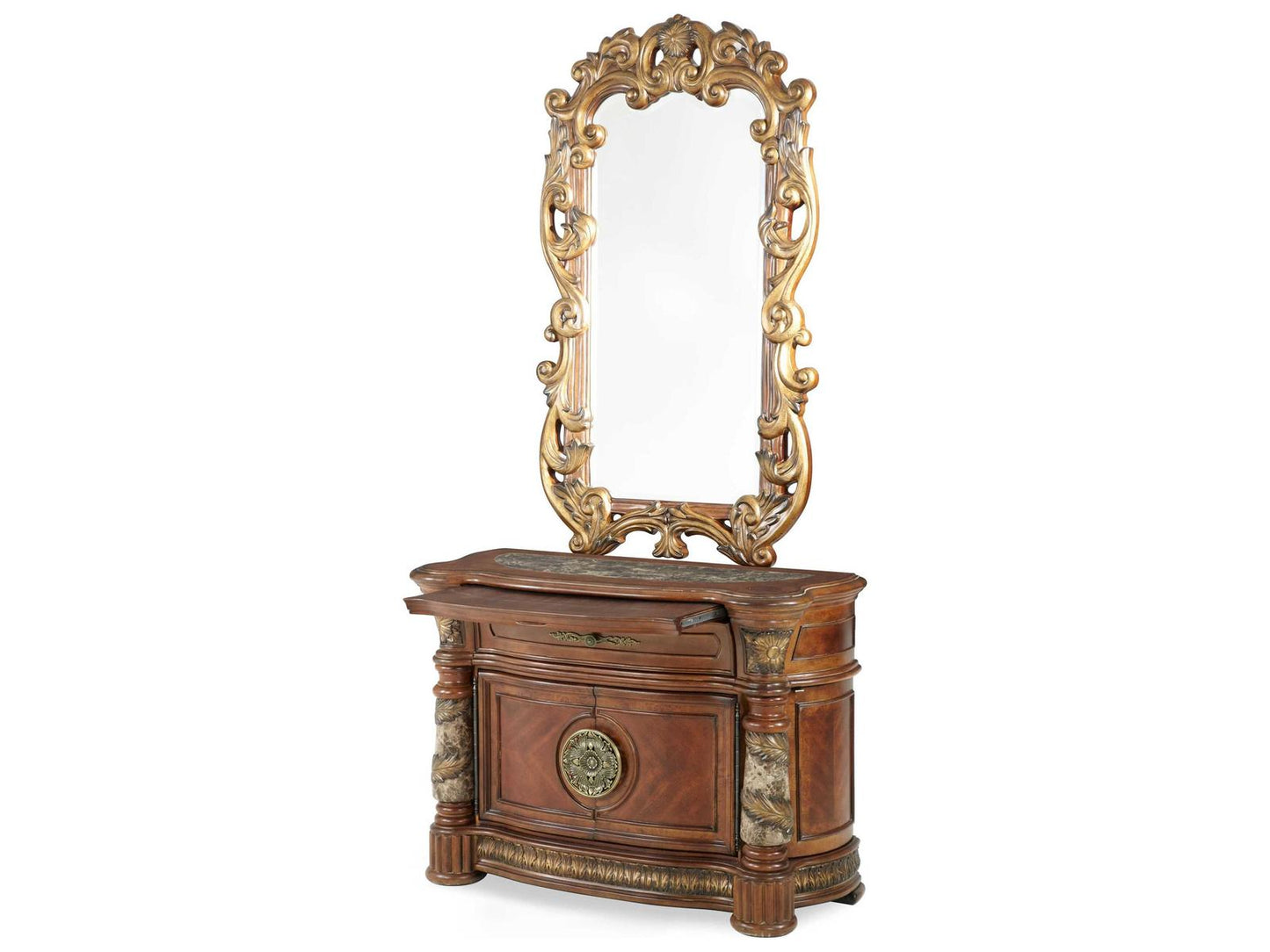 Villa Valencia Bachelor's Chest with Mirror in Classic Chestnut