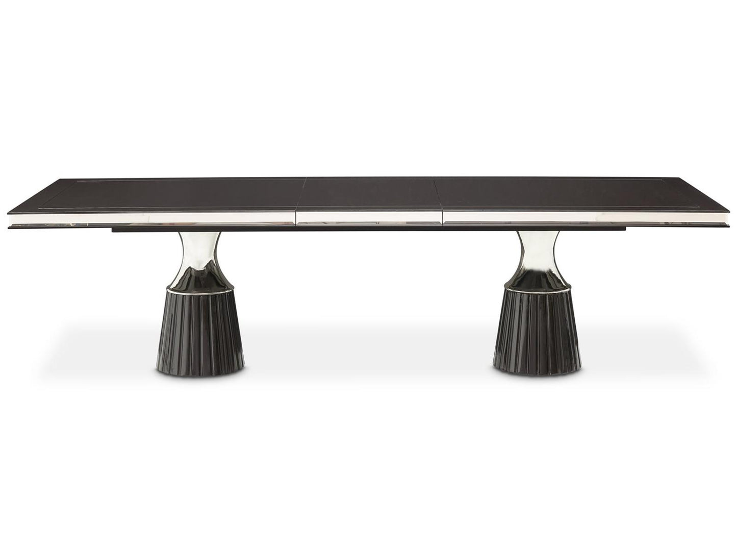 Carmela Rectangular 90 Inch Dining Table in Glossy Charcoal Sand
