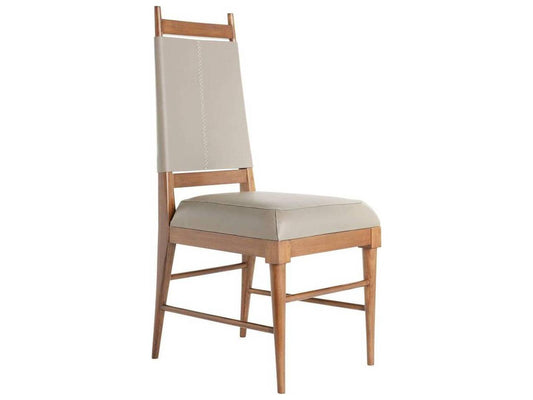 Keegan Upholstered Dining Side Chair in Walnut and Morel Leather