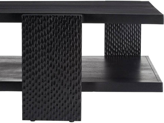 Arteriors Aiden Handcarved Soft Black Waxed Wood Coffee Table