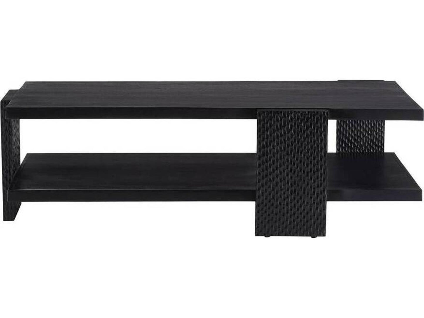 Arteriors Aiden Handcarved Soft Black Waxed Wood Coffee Table