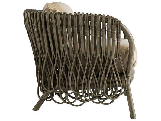 Strata Rattan Accent Chair in Gray Wash with Oyster Leather