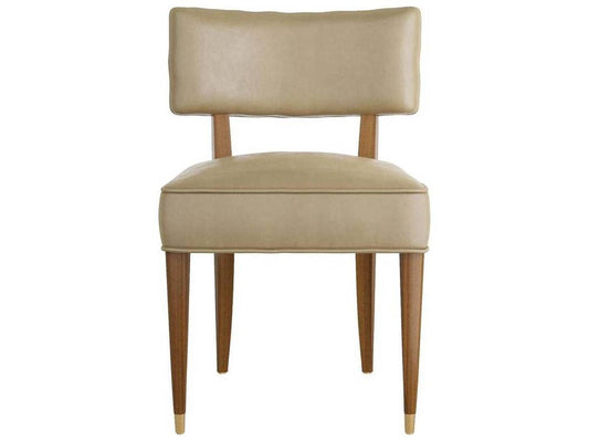 Laurent Upholstered Dining Side Chair in Morel Leather and Dark Walnut
