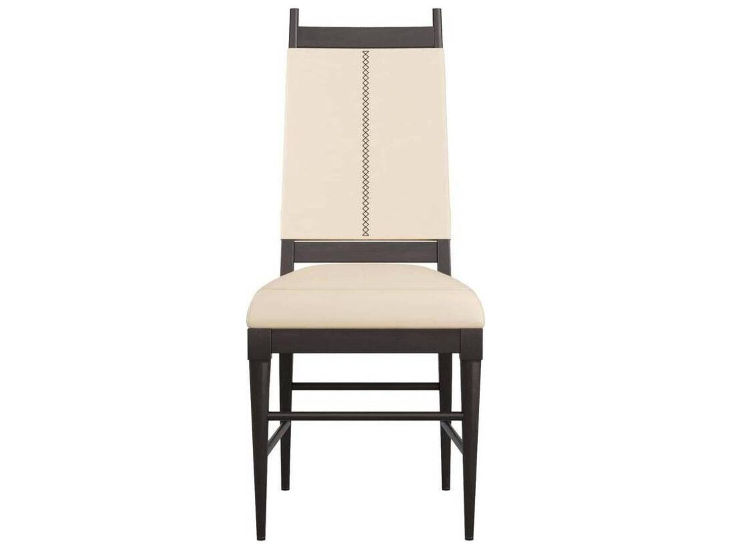 Keegan Upholstered Dining Side Chair Ebony Wood and Ivory Leather