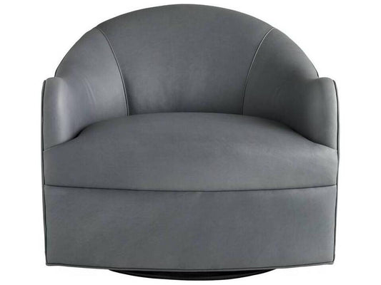 Delfino Anchor Grey Leather Swivel Accent Chair