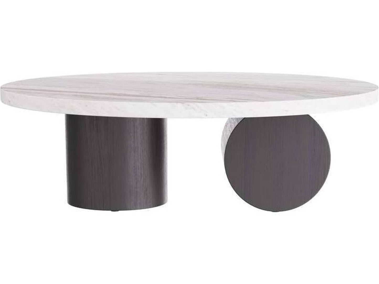 Torrington Round Coffee Table in Toronto Leathered Marble and Ebony Oak