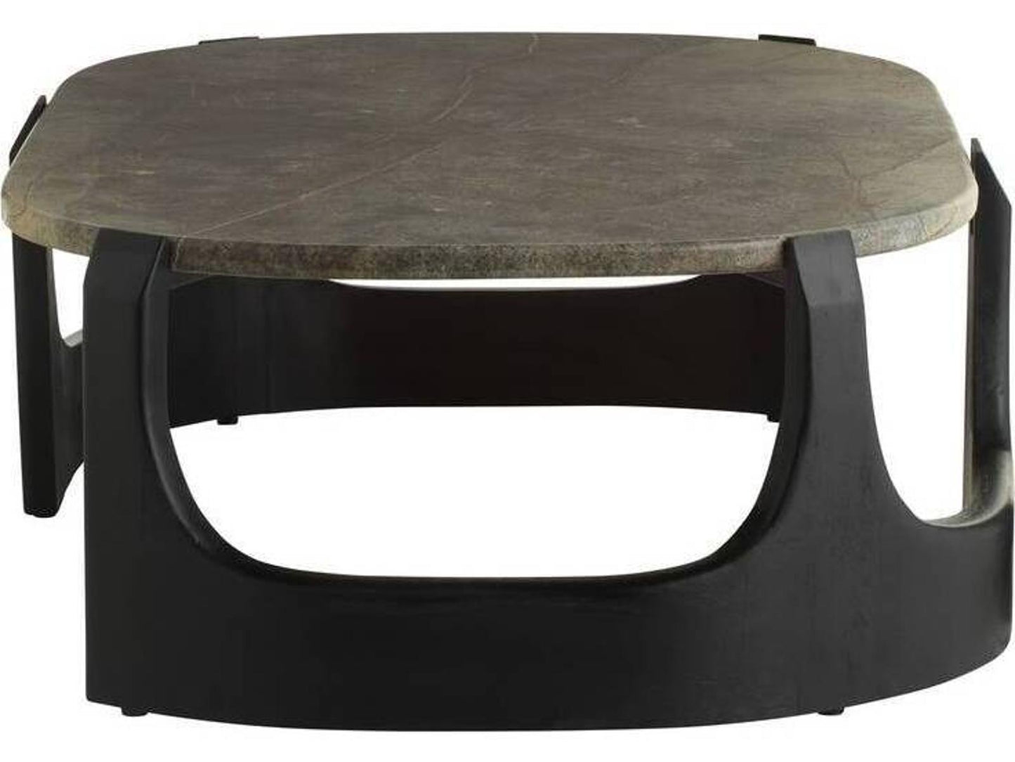 Lorena Oval Coffee Table in Natural Jungle Marble and Ebony