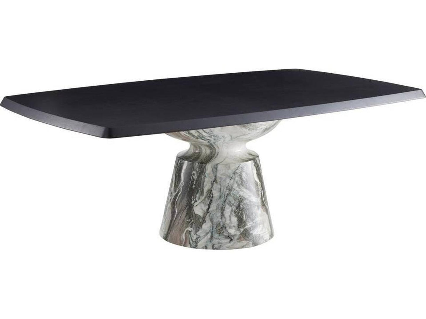 Forgey Rectangle Dining Table in Ebony Oak Veneer and Verde Faux Marble