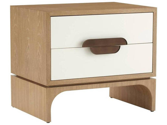 Kianna Rectangle Side Table in Oyster and White with Heritage Brass