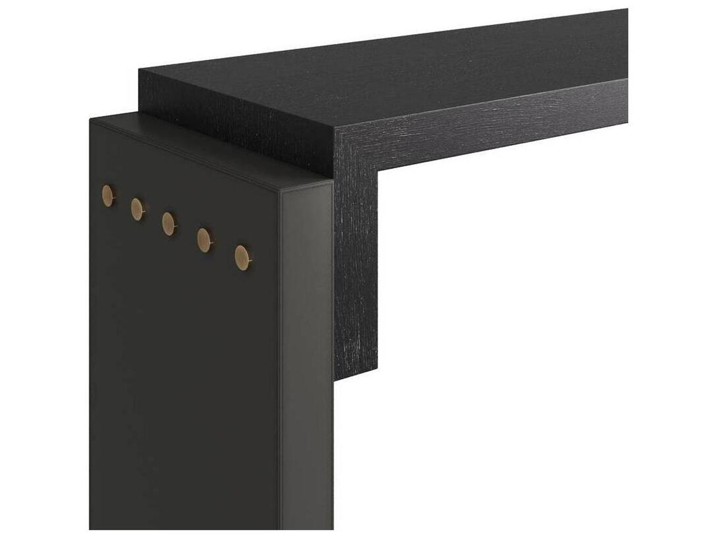 Bernardo Rectangle Console Table in Ebony Oak and Graphite Leather
