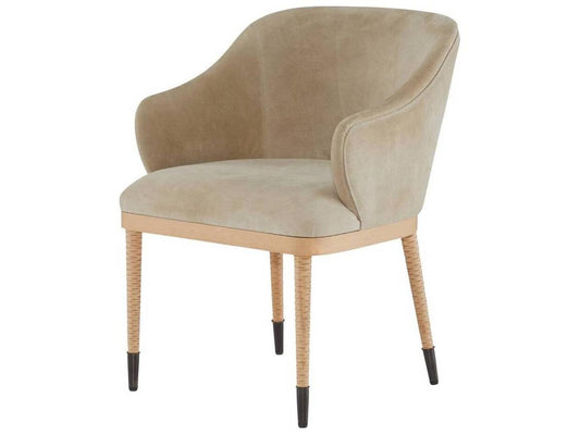 Hershel Upholstered Suede Dining Side Chair in Taupe with Blonde Legs