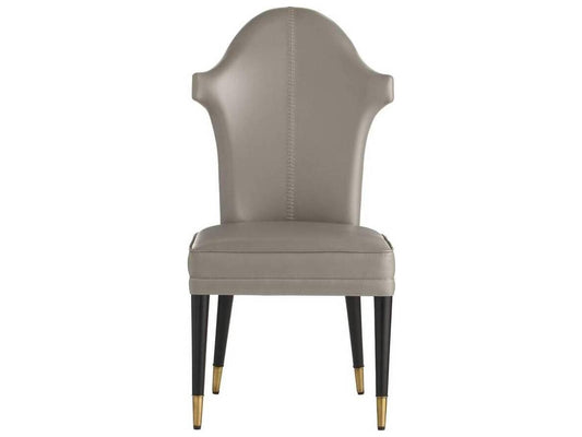 Lincoln Armless Dining Chair in Morel Aniline Leather and Ebony Beech Wood