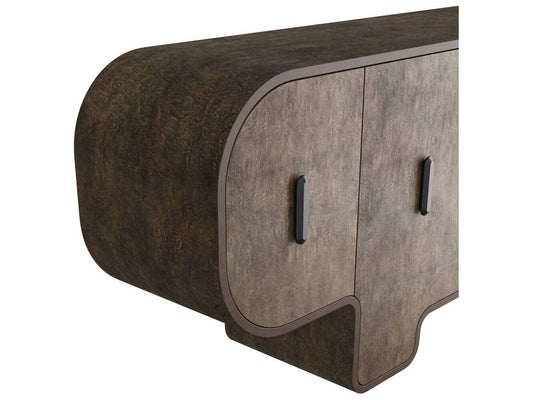 Arteriors Bruno Tortoise Burl Oak Veneer Credenza with Iron Handles
