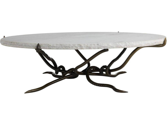 Round Marble White Brown Coffee Table