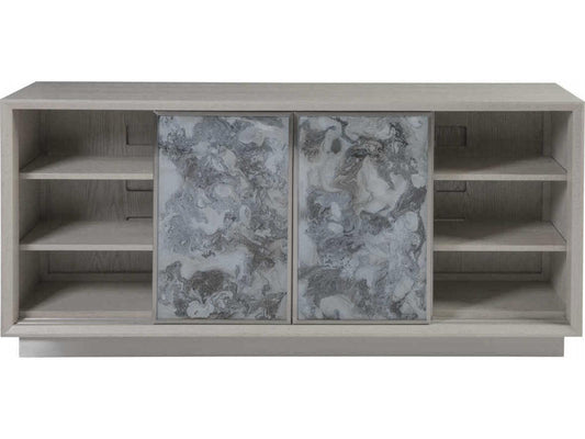 Home Metaphor 68-Inch Sandblasted Oak and Eglomise Media Console