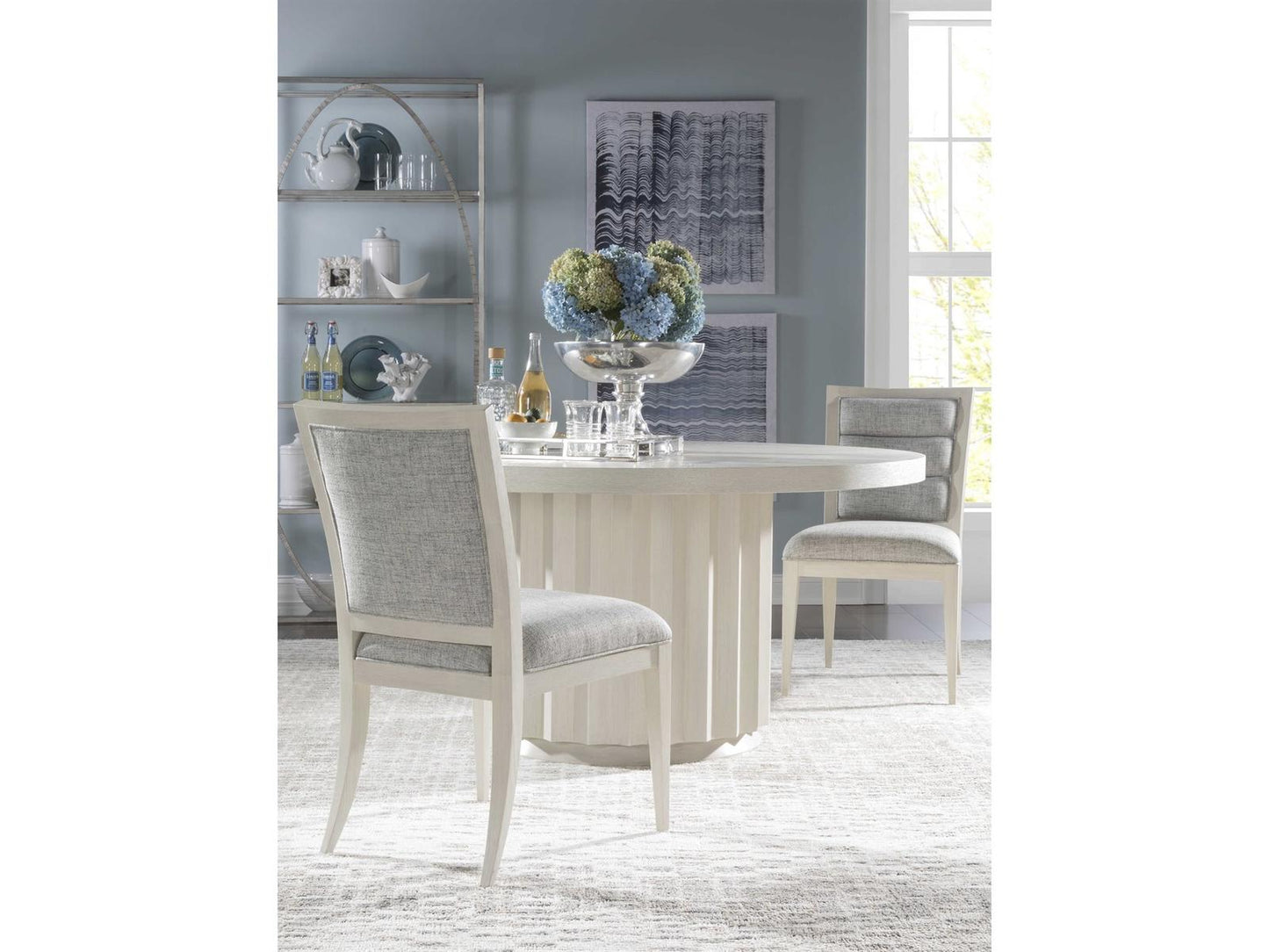 Home Sarto Round 60-Inch Dining Table in Sandblasted Cerused White Grey