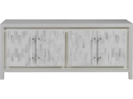 Home Elation White Media Console Table Faux Horn Resin