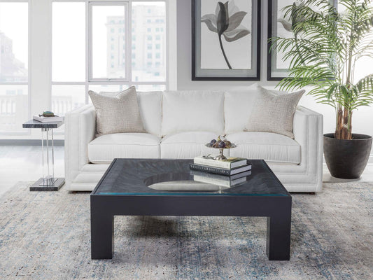 Home Elation Square Coffee Table in Faux Horn Resin and Glass