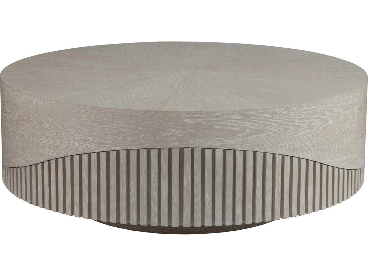 Home Daybreak Round Cocktail Table in Light Taupe with Ivory Ceruse