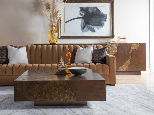Home Contango Square Wood Cocktail Table in Rich Brown