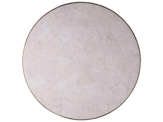Home Crystal Stone Round Coffee Table in Gold Foil and White