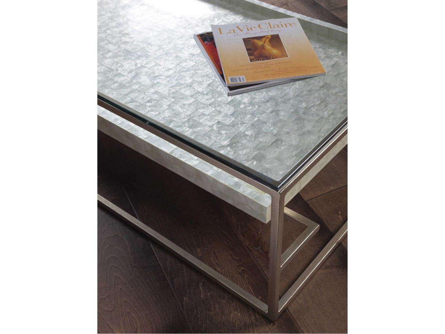 Home Cumulus Capiz Large Rectangular Coffee Table in Champagne
