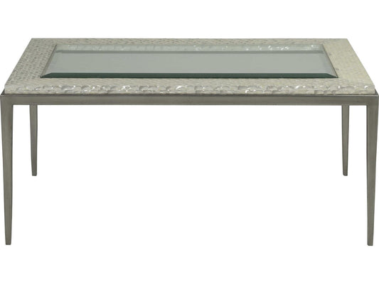 Home Brilliante Small Rectangle Cocktail Table in Silver Iron and Shell