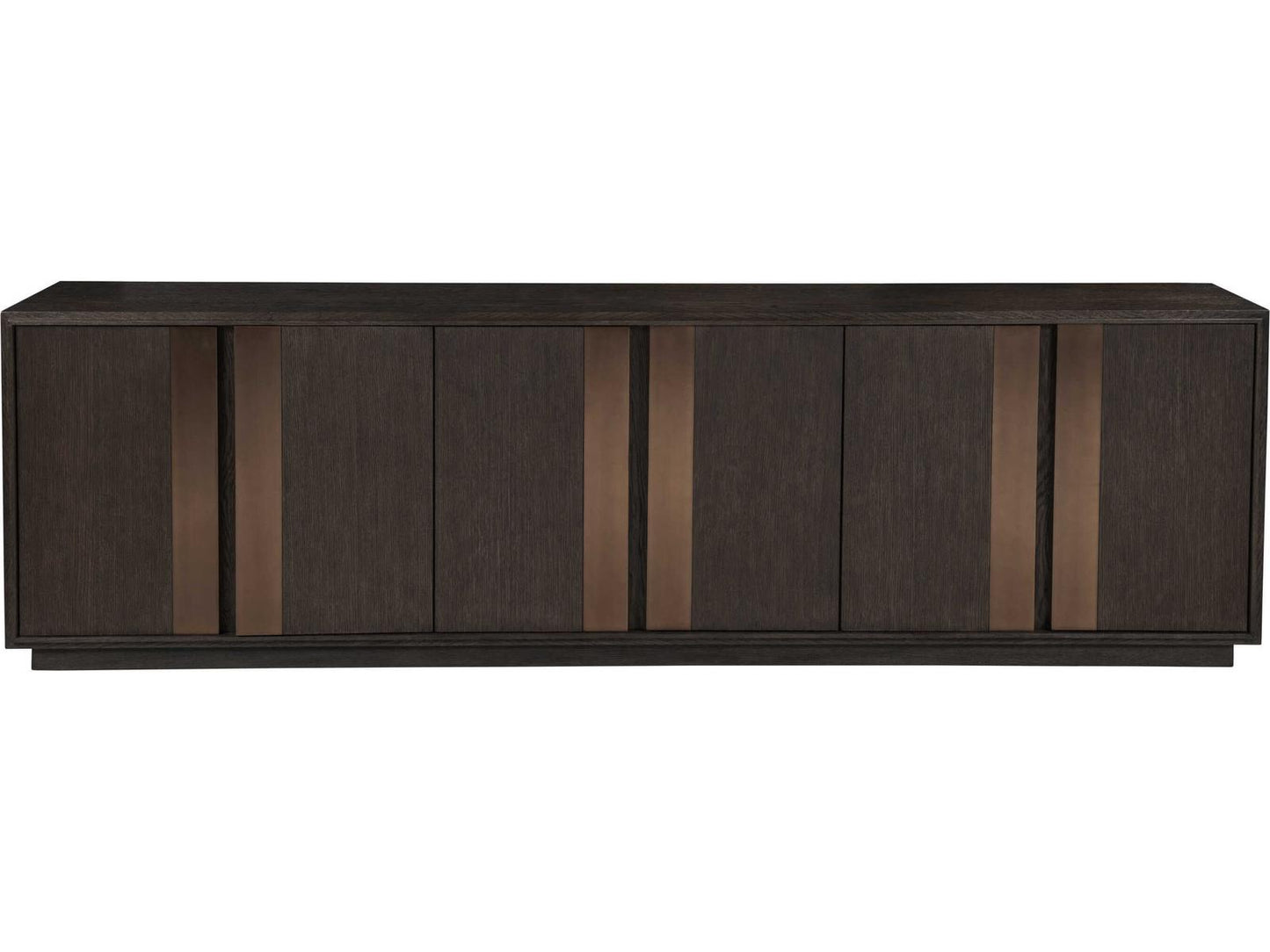 Andare 99-Inch Media Console TV Stand in Wire Brushed Brown Wood and Brass