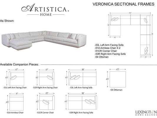 Home Veronica 6-Piece Modular Fabric Sectional Sofa with Floating Ottoman