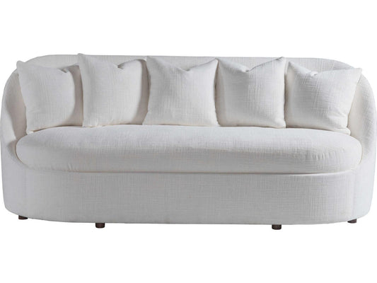 Genevieve 3-Seat Bench Seat Sofa in Ivory with Throw Pillows
