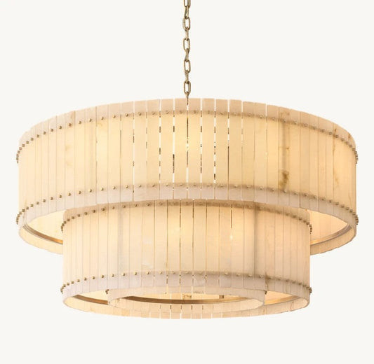 Aurelix Alabaster Round 2-Tiered Chandelier
