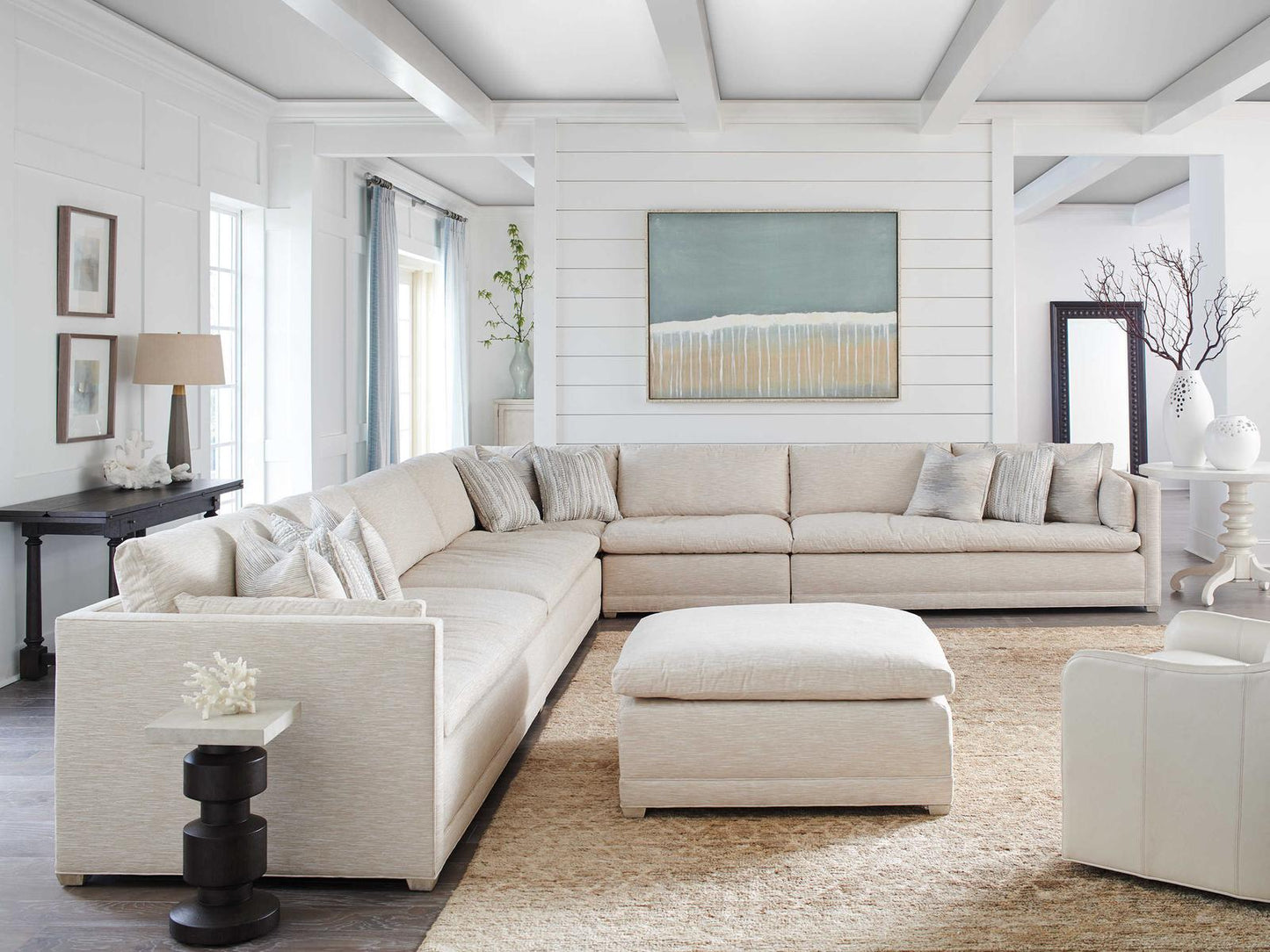 Colony Beige Upholstered Sectional Sofa