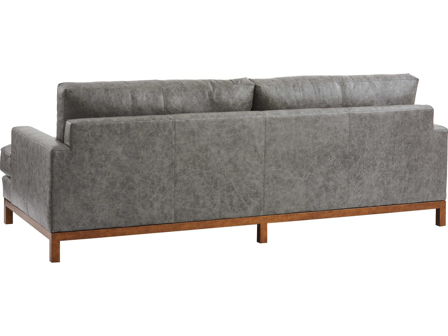 Horizon 3-Seat Ocean Gray Leather Sofa with Calais Brass Metal Base