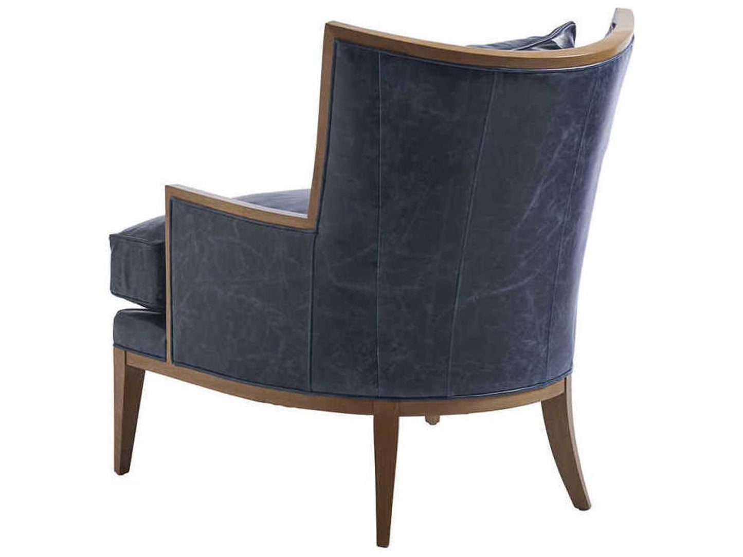 Atwood Blue Leather Accent Chair with Laguna Sands Finish