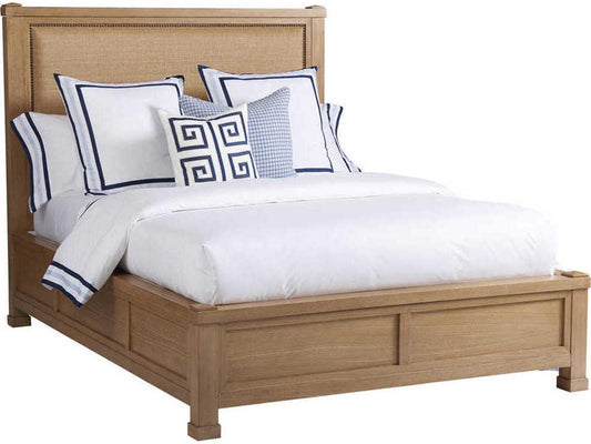 Newport Shorecliff Queen Canopy Bed with Raffia Headboard in Sandstone