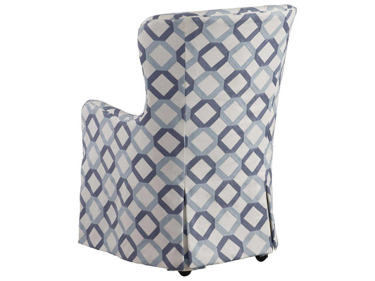 Laguna Aliso Upholstered Host Armchair with Casters in Linen White