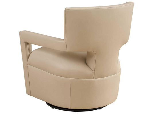 Upholstery Woodside Swivel Beige Leather Accent Chair