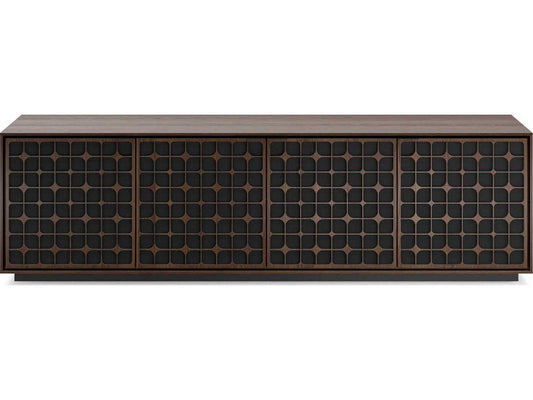 Elements Constellation 82-Inch Media Cabinet with Rolling Plinth Base in Toasted Oak