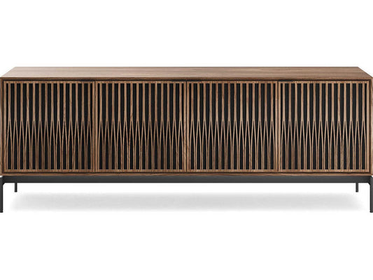 Elements Tune 4-Door Media Console Table in Natural Walnut