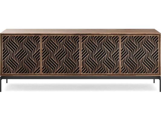 Elements Weave Media Console for 85 Inch TVs Natural Walnut