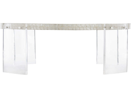 Pearle Round Cocktail Table with Capiz Shell Top and Acrylic Legs