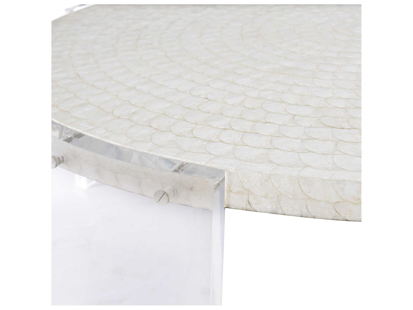 Pearle Round Cocktail Table with Capiz Shell Top and Acrylic Legs